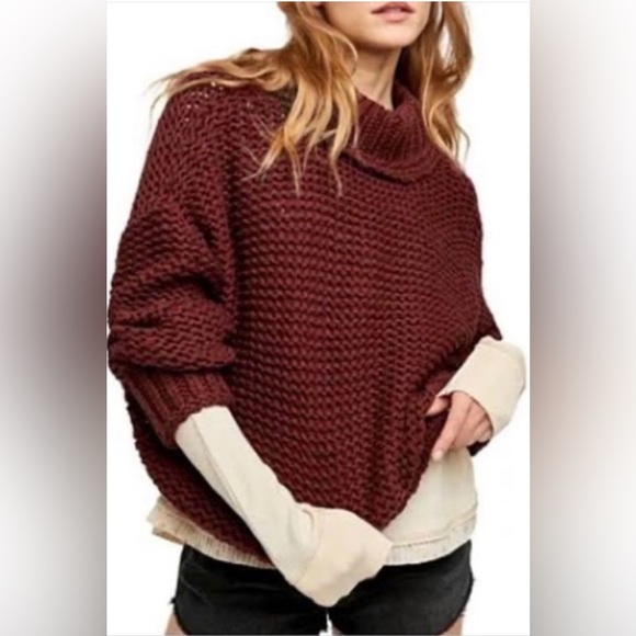 NWT Free People My Only Sunshine Sweater in Chocolate Merlot - Picture 2 of 2
